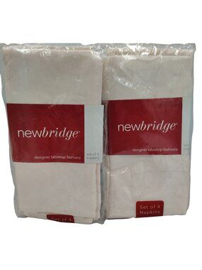Newbridge Holly Scroll Ivory Cloth Napkins 17x17 Set of 8 Polyester Christmas